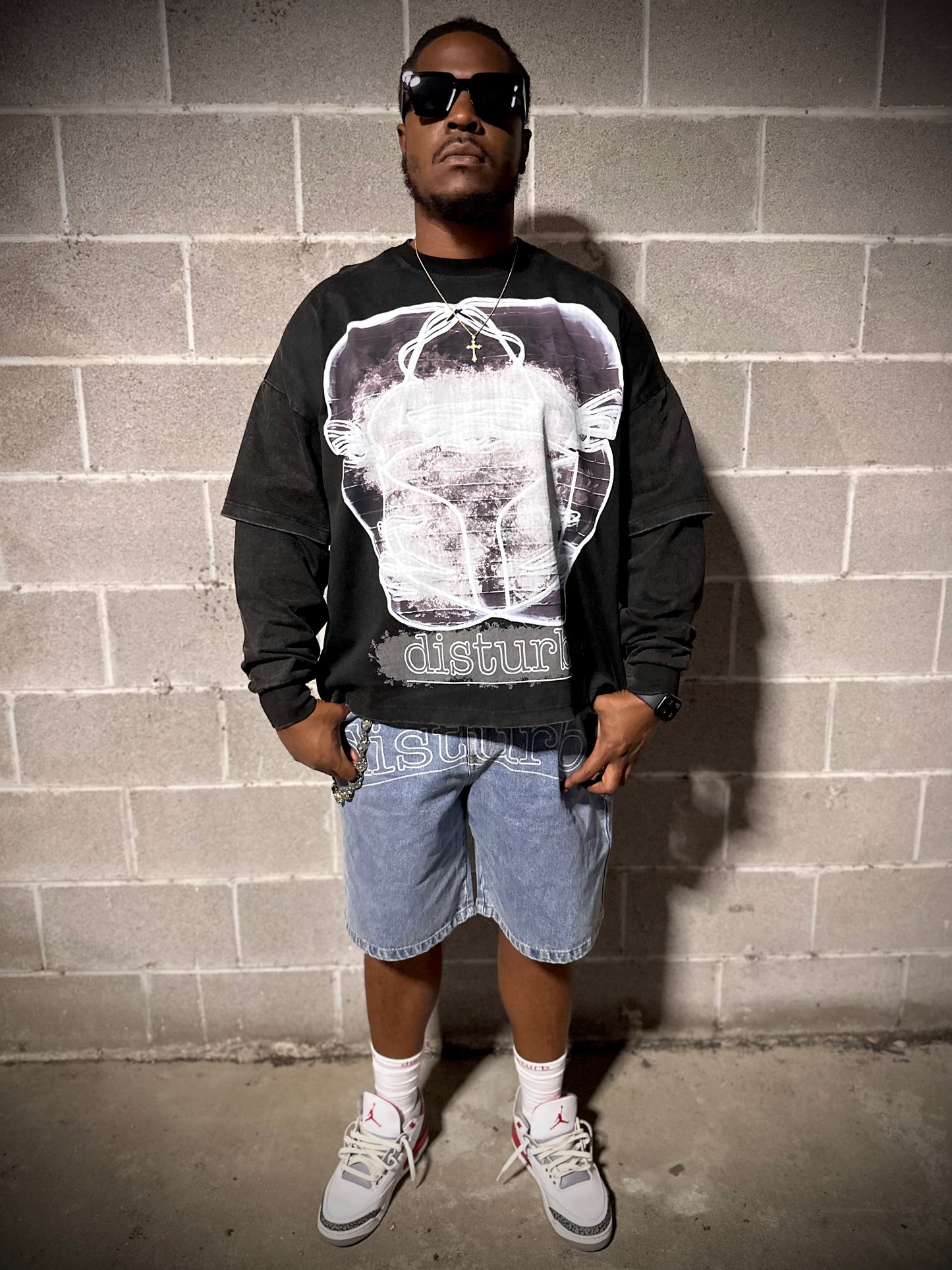 Double layer “disturb” long sleeve tee